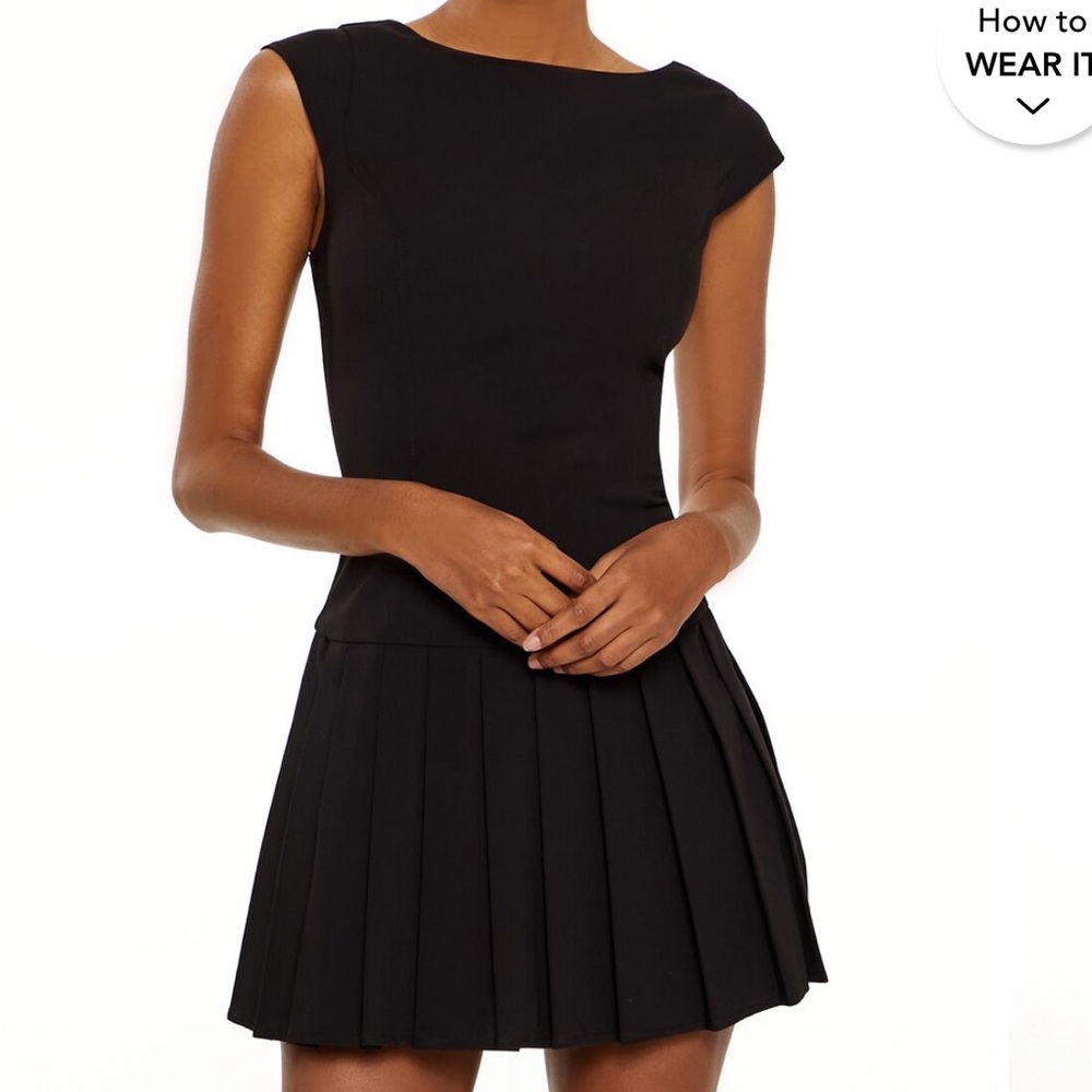 Pleated Drop-Waist Mini Dress